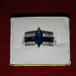 Sapphire CZ Sterling Silver 925 Ring Sz 7